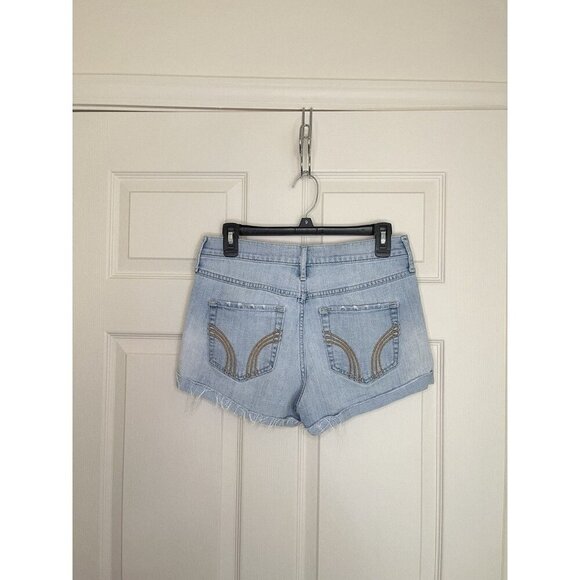 Hollister Short Short High rise Light Wash Jean Shorts Size 7 - Picture 2 of 3